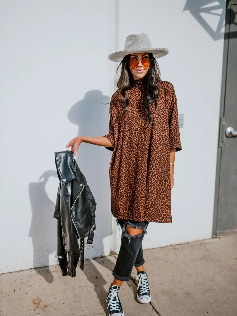 Dressed in LALA Rust Brown Leopard-Print Tunic